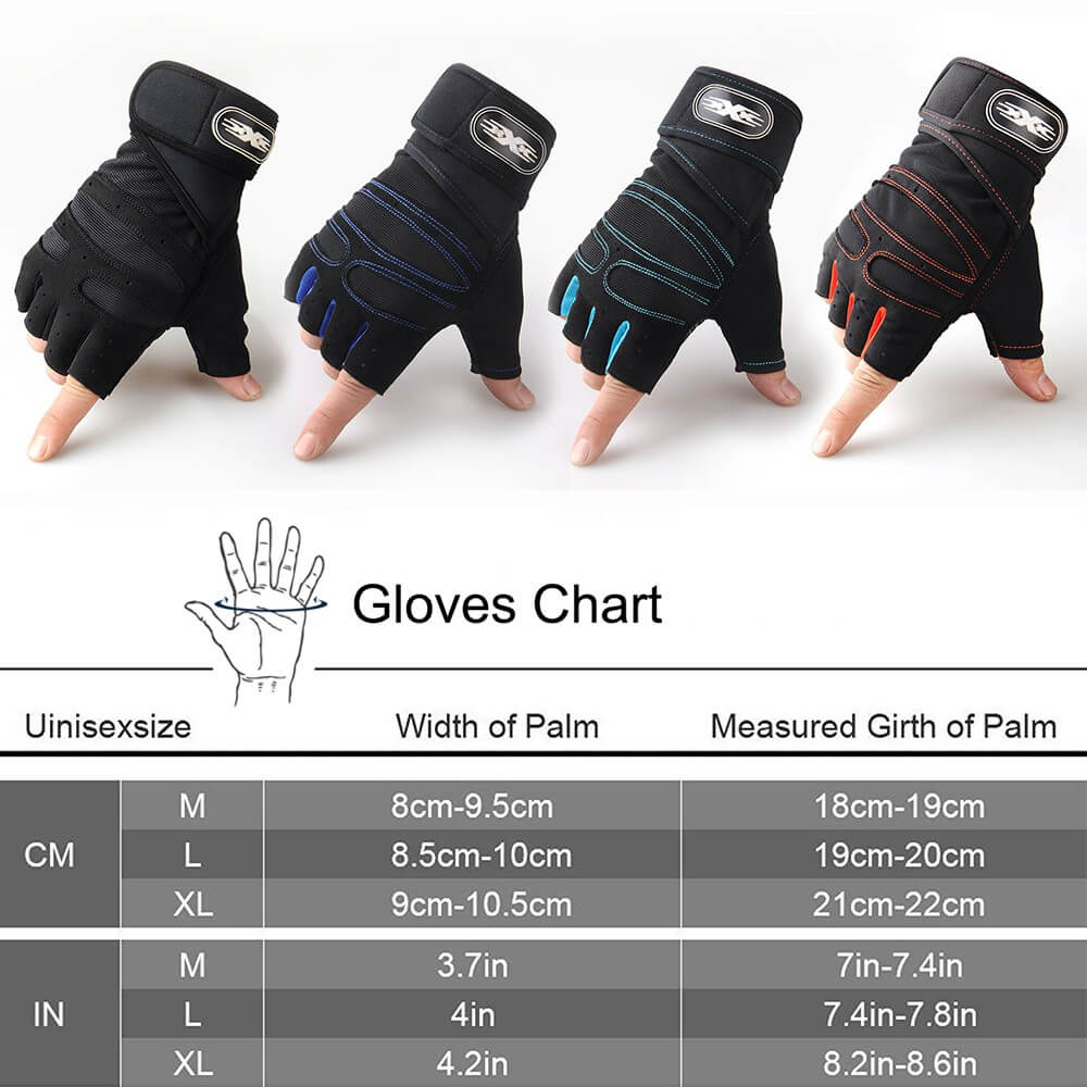 1 Pair Black Gym Gloves with Wrist Support